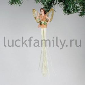 ПОДВЕСКА ФЕЯ С КРЫЛЬЯМИ 28СМ В БЕЖЕВОМ ПЛАТЬЕ В ПАК. (РУСС. УП.) в кор.6*24шт ― Luckfamily.ru
