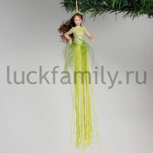 ПОДВЕСКА ФЕЯ 28СМ В ЗЕЛЕНОМ ПЛАТЬЕ В ПАК. в кор.6*24шт ― Luckfamily.ru