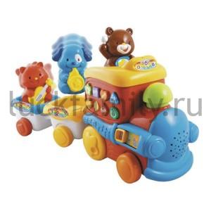 ИГРУШКА РАЗВИВАЮЩ. "VTECH" "МУЗЫКАЛЬНЫЙ ПОЕЗД" НА БАТ. СВЕТ+ЗВУК, РУССИФИЦ. В РУСС. КОР. в кор.4шт ― Luckfamily.ru