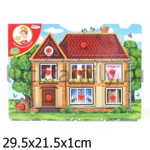 РАМКА-ВКЛАДЫШ ДЕРЕВЯН. "ИГРАЕМ ВМЕСТЕ" ДОМ A00967 29*21СМ в кор.36шт ― Luckfamily.ru