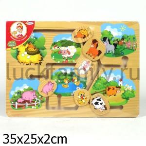 ЛАБИРИНТ ДЕРЕВЯН. "ИГРАЕМ ВМЕСТЕ" ФЕРМА A00978 35*25СМ в кор.36шт ― Luckfamily.ru