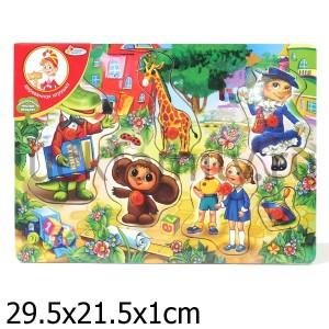РАМКА-ВКЛАДЫШ ДЕРЕВЯН. "ИГРАЕМ ВМЕСТЕ" ЧЕБУРАШКА A00991 29*21СМ в кор.36шт ― Luckfamily.ru