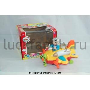 САМОЛЕТ НА БАТ. СВЕТ+ЗВУК, С ДВИГАЮЩ. ФИГУРКОЙ ПИЛОТА В КОР. 21*20*17СМ в кор.2*24шт ― Luckfamily.ru
