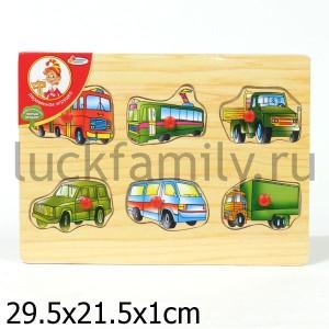 РАМКА - ВКЛАДЫШ ДЕРЕВЯН. "ИГРАЕМ ВМЕСТЕ" ВИДЫ ТРАНСПОРТА A00955 29*21СМ в кор.36шт ― Luckfamily.ru