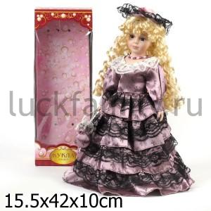 КУКЛА ФАРФОР 40СМ, ПЛАСТ. ПОДСТАВКА В РУСС. КОР. в кор.12шт ― Luckfamily.ru