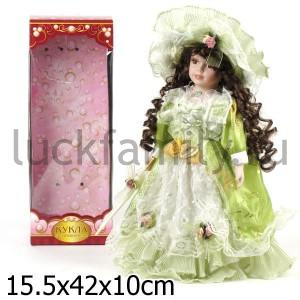 КУКЛА ФАРФОР 40СМ, ПЛАСТ. ПОДСТАВКА В РУСС. КОР. в кор.12шт ― Luckfamily.ru