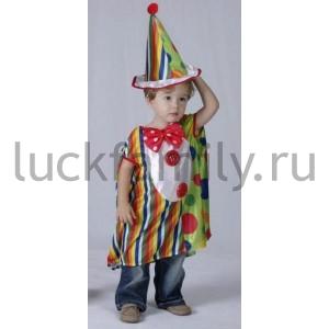 ДЕТСКИЙ КАРНАВАЛЬНЫЙ КОСТЮМ КЛОУН С КОЛПАЧКОМ, РАЗМЕР M (3-4 ГОДА) В ПАК. в кор.36шт ― Luckfamily.ru