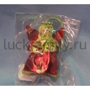ЕЛОЧНОЕ УКРАШЕНИЕ АНГЕЛ 8СМ, ЦВЕТ КРАСНЫЙ/ЗОЛОТОЙ В ПАК. в кор.150шт ― Luckfamily.ru