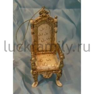 НОВОГОДНЕЕ УКРАШЕНИЕ ПОДВЕСКА СТУЛ 10,5СМ, ЦВЕТ ЗОЛОТОЙ В ПАК. в кор.9*12шт ― Luckfamily.ru