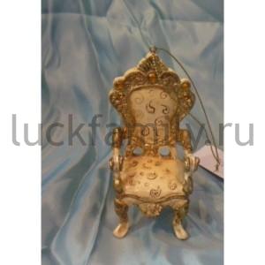 НОВОГОДНЕЕ УКРАШЕНИЕ ПОДВЕСКА СТУЛ 10СМ, ЦВЕТ ЗОЛОТОЙ В ПАК. в кор.9*12шт ― Luckfamily.ru