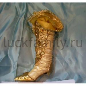 НОВОГОДНЕЕ УКРАШЕНИЕ ПОДВЕСКА САПОЖОК 13,3СМ, ЦВЕТ ЗОЛОТОЙ В ПАК. в кор.6*12шт ― Luckfamily.ru