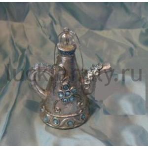 НОВОГОДНЕЕ УКРАШЕНИЕ ПОДВЕСКА ЧАЙНИК 7,6СМ, ЦВЕТ СЕРЕБРЯНЫЙ В ПАК. в кор.8*12шт ― Luckfamily.ru