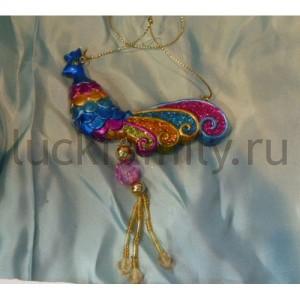 НОВОГОДНЕЕ УКРАШЕНИЕ ПОДВЕСКА ЖАР-ПТИЦА 9,5СМ, ЦВЕТ РОЗОВЫЙ/СИНИЙ/ЗОЛОТОЙ в кор.6*40шт ― Luckfamily.ru
