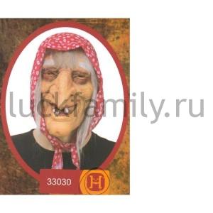 МАСКА КАРНАВАЛЬНАЯ БАБА ЯГА С ВОЛОСАМИ В КОСЫНКЕ, ЛАТЕКС С ХЕДЕРОМ в кор.48шт ― Luckfamily.ru