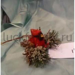 НОВОГОДНЕЕ УКРАШЕНИЕ ИЗ НАТУРАЛЬНЫХ МАТЕРИАЛОВ, ПТИЧКА НА ШИШКЕ 10*9,5*5СМ В ПАК. в кор.3*48шт ― Luckfamily.ru