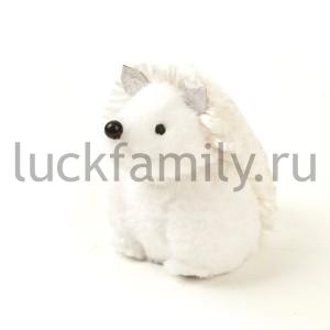 НОВОГОДНЕЕ УКРАШЕНИЕ ИЗ НАТУРАЛЬНЫХ МАТЕРИАЛОВ, ЕЖИК БЕЛЫЙ 11*8*12СМ В ПАК. в кор.3*40шт ― Luckfamily.ru