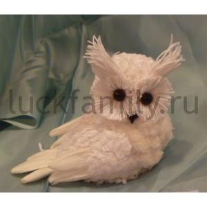 НОВОГОДНЕЕ УКРАШЕНИЕ ИЗ НАТУРАЛЬНЫХ МАТЕРИАЛОВ, СОВА БЕЛАЯ 12*7*8СМ В ПАК. в кор.3*64шт ― Luckfamily.ru