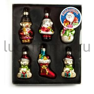НАБОР ИЗ 6-И ЕЛОЧНЫХ ИГРУШЕК 5СМ, СТЕКЛО В ПОДАР. КОР. в кор.6*12наб ― Luckfamily.ru