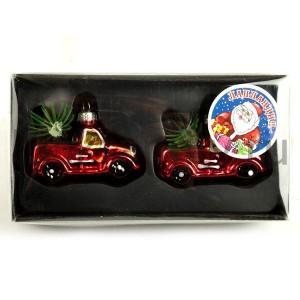 НАБОР ИЗ 2-Х ЕЛОЧНЫХ ИГРУШЕК (МАШИНКИ) 6*4,5СМ, СТЕКЛО В ПОДАР. КОР. в кор.6*12наб ― Luckfamily.ru