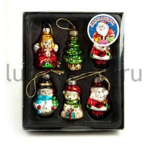 НАБОР ИЗ 6-И ЕЛОЧНЫХ ИГРУШЕК 5СМ, СТЕКЛО В ПОДАР. КОР. в кор.6*12наб ― Luckfamily.ru