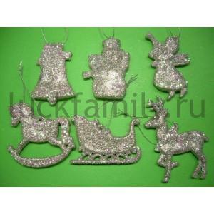 ПОДВЕСКА ИГРУШКА 7,6СМ, В АССОРТ., ЦВЕТ СЕРЕБРЯНЫЙ В ПАК. в кор.12*24шт ― Luckfamily.ru