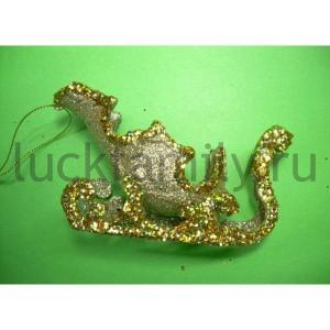 ПОДВЕСКА САНИ 12СМ, ЦВЕТ ЗОЛОТОЙ В ПАК. в кор.12*24шт ― Luckfamily.ru