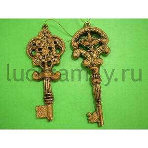 ПОДВЕСКА ЗОЛОТОЙ КЛЮЧИК 12,7СМ,  В АССОРТ. В ПАК. в кор.6*48шт ― Luckfamily.ru