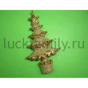 ПОДВЕСКА ЕЛОЧКА 16СМ, ЦВЕТ ЗОЛОТОЙ В ПАК. в кор.12*24шт ― Luckfamily.ru
