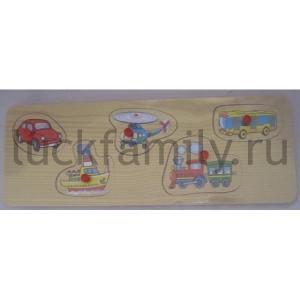 РАМКА-ВКЛАДЫШ ДЕРЕВЯН. "ИГРАЕМ ВМЕСТЕ" ВИДЫ ТРАНСПОРТА 29*10СМ в кор.36шт ― Luckfamily.ru