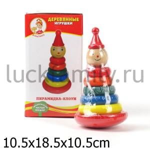 ДЕР. ИГРУШКА "ИГРАЕМ ВМЕСТЕ-БУРАТИНО" ПИРАМИДКА КЛОУН В КОР. в кор.36шт ― Luckfamily.ru