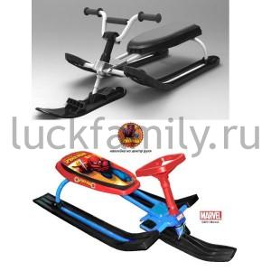 СНЕГОКАТ ДЕТ. "MARVEL SPIDER-MAN" РАМА - СИНЯЯ, РУЛЬ BMX, ЛЫЖИ - ЧЕРНЫЕ в кор.2шт ― Luckfamily.ru