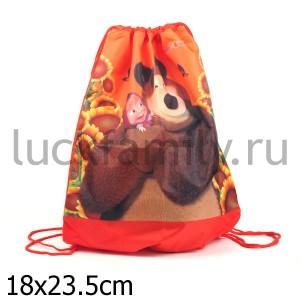 МЕШОК ДЛЯ ОБУВИ "МАША И МЕДВЕДЬ" ПОДСОЛНУХИ, ОРАНЖЕВЫЙ в кор.72шт ― Luckfamily.ru