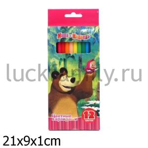 ЦВЕТ. КАРАНДАШИ "МАША И МЕДВЕДЬ" ШЕСТИГР. 12 ЦВЕТОВ в кор.12наб ― Luckfamily.ru