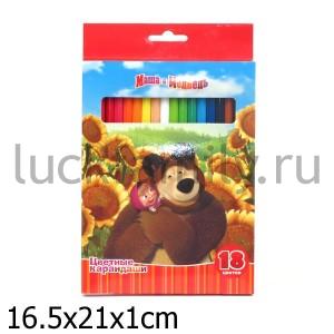 ЦВЕТ. КАРАНДАШИ "МАША И МЕДВЕДЬ" ШЕСТИГР. 18 ЦВЕТОВ в кор.12наб ― Luckfamily.ru