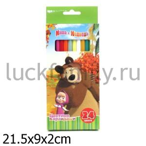 ЦВЕТ. КАРАНДАШИ "МАША И МЕДВЕДЬ" ШЕСТИГР. 24 ЦВЕТА в кор.12наб ― Luckfamily.ru