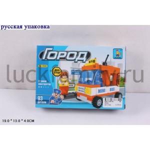 КОНСТРУКТОР ПЛАСТ. "ГОРОД" 93ДЕТ. В РУСС. КОР. 19*13*4СМ в кор.2*48шт ― Luckfamily.ru
