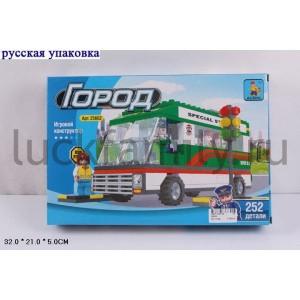КОНСТРУКТОР ПЛАСТ. АВТОБУС 252ДЕТ. В РУСС. КОР. 32*21*5СМ в кор.2*18шт ― Luckfamily.ru