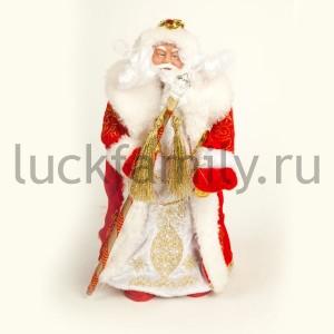 ДЕД МОРОЗ В ДЛИННОЙ ШУБЕ С ПОСОХОМ 25СМ В РУСС. КОР. в кор.60шт ― Luckfamily.ru