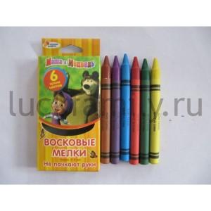 НАБОР ВОСКОВЫХ МЕЛКОВ "ИГРАЕМ ВМЕСТЕ" ДИЗАЙН "МАША И МЕДВЕДЬ" 6 ЦВЕТОВ, В КОР. УП-48ШТ. в кор.12уп ― Luckfamily.ru