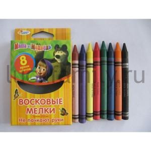 НАБОР ВОСКОВЫХ МЕЛКОВ "ИГРАЕМ ВМЕСТЕ" ДИЗАЙН "МАША И МЕДВЕДЬ" 8 ЦВЕТОВ, В КОР. УП-24ШТ. в кор.18уп ― Luckfamily.ru