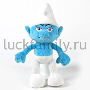 МЯГКАЯ ИГРУШКА "МУЛЬТИ-ПУЛЬТИ" СМУРФ ВОРЧУН ("СМУРФЫ") МУЗ. РУСС. ЧИП В ПАК. 26СМ в кор.24шт ― Luckfamily.ru