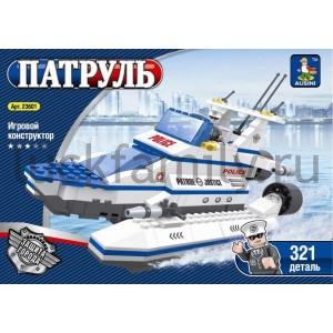 КОНСТРУКТОР ПЛАСТ. ПОЛИЦЕЙСКИЙ КАТЕР С ФИГУРКОЙ И АКСЕСС., 321ДЕТ. В РУСС. КОР. 35*25СМ в кор.2*12шт ― Luckfamily.ru
