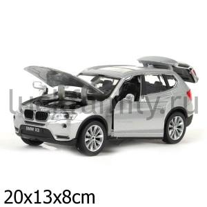 МАШИНА "ТЕХНОПАРК" МЕТАЛЛ. ИНЕРЦ. BMW X-3 1:32 СВЕТ+ЗВУК, ЦВЕТ В АССОРТ. В КОР. в кор.2*24шт ― Luckfamily.ru