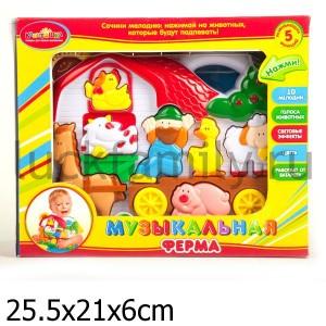 МУЗЫКАЛЬНАЯ ФЕРМА "ИГРАЕМ ВМЕСТЕ" НА БАТ. СВЕТ+ЗВУК, 5 ФУНКЦИЙ В РУСС. КОР. в кор.24шт ― Luckfamily.ru