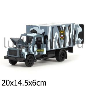 МАШИНА "ТЕХНОПАРК" МЕТАЛЛ. ИНЕРЦ. ГАЗ 3307 ОМОН, 1:43 В РУСС. КОР. в кор.2*24шт ― Luckfamily.ru