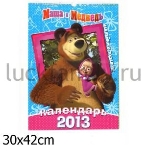 КАЛЕНДАРЬ 2013 С НАКЛЕЙКАМИ "МАША И МЕДВЕДЬ" {РАМКА} в кор.20шт ― Luckfamily.ru