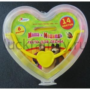 НАБОР "ТЕСТО ДЛЯ ЛЕПКИ" "ИГРАЕМ ВМЕСТЕ" "МАША И МЕДВЕДЬ" (14 ЦВ*205ГР.+АКСЕСС.) в кор.4*12шт ― Luckfamily.ru