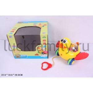 КАТАЛКА- УТКА НА ВЕРЕВОЧКЕ, НА БАТ. СВЕТ+ЗВУК 0916 В РУСС. КОР. 22*18*20СМ в кор.2*18шт ― Luckfamily.ru