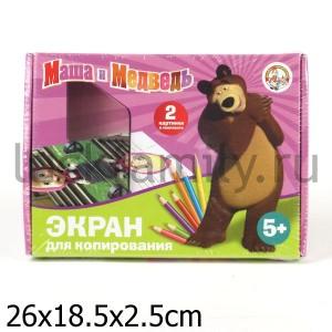 ЗАЗЕРКАЛЬЕ. ЭКРАН ДЛЯ КОПИРОВАНИЯ С КАРТИНКАМИ. МАША И МЕДВЕДЬ. в кор.14шт ― Luckfamily.ru