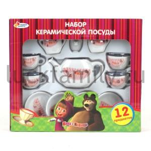 НАБОР ПОСУДЫ "ИГРАЕМ ВМЕСТЕ" "МАША И МЕДВЕДЬ" КЕРАМИКА В КОР. 26*5*22,5СМ в кор.2*18шт ― Luckfamily.ru